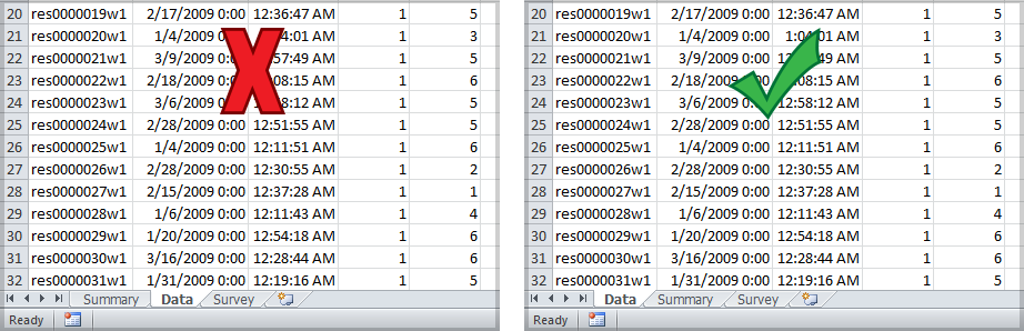 Excel Dataset Formatting